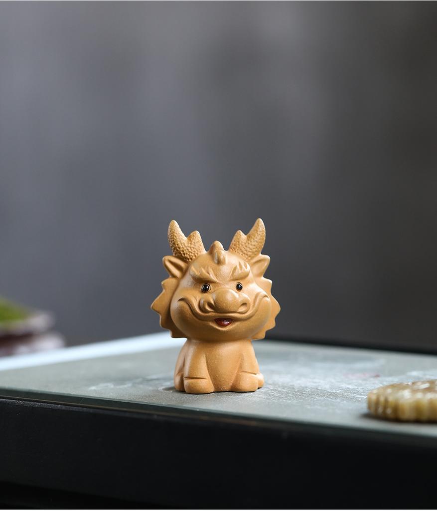 Chinese Yixing Purple Clay Tea Pet Lovely Zodiac Dragon Statue Ornaments Tea Figurine Handmade Sculpture Crafts Tea Set Decor