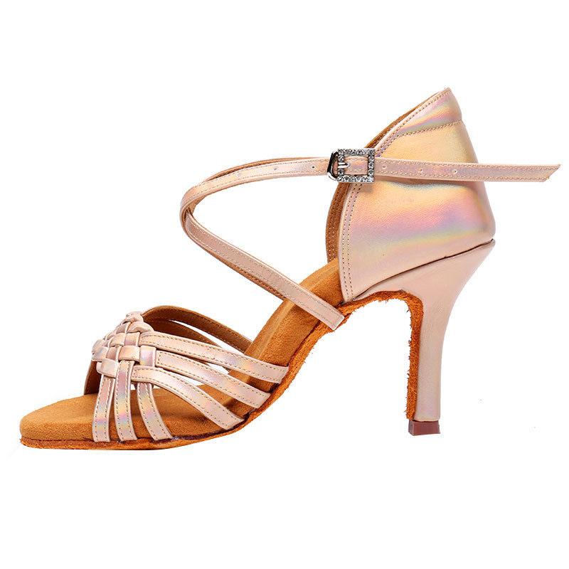 Women's Satin High Heels Dance Shoes Latin Tango Waltz Modern Anti Slip Dance Shoes Indoor Fur Sole Heeled 8CM