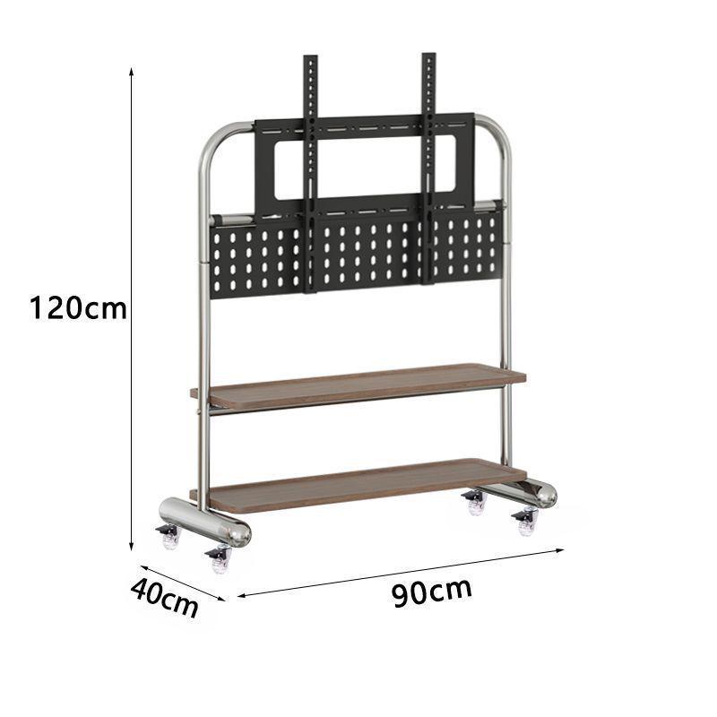 Stainless Steel Mobile TV Stand with Wheels for 43-75 Inch Screens, Ideal for Small Apartments, Bedrooms, and Living Rooms.