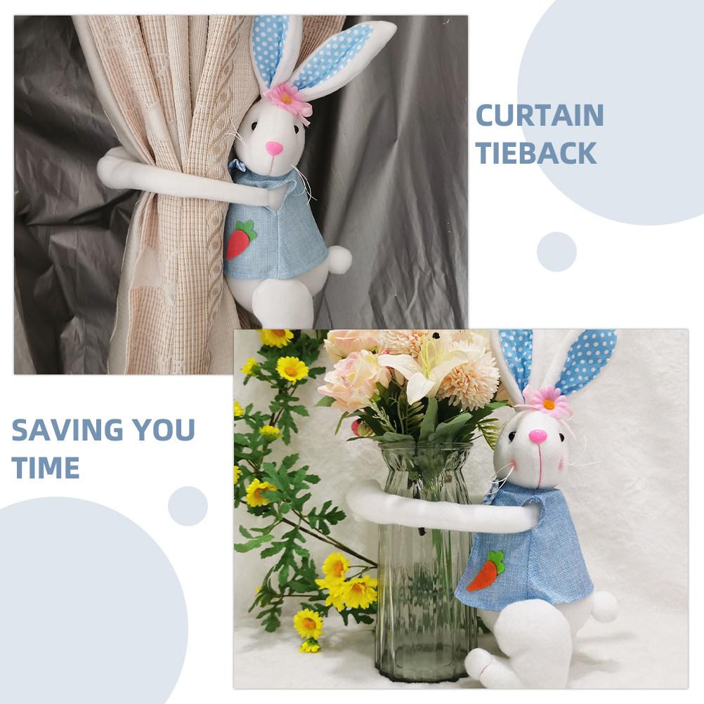 Cute Rabbit Curtain Tieback Cartoon Style Drapery Tiebacks for Living Room Bedroom Courtyard Easter Theme Curtain Holdback