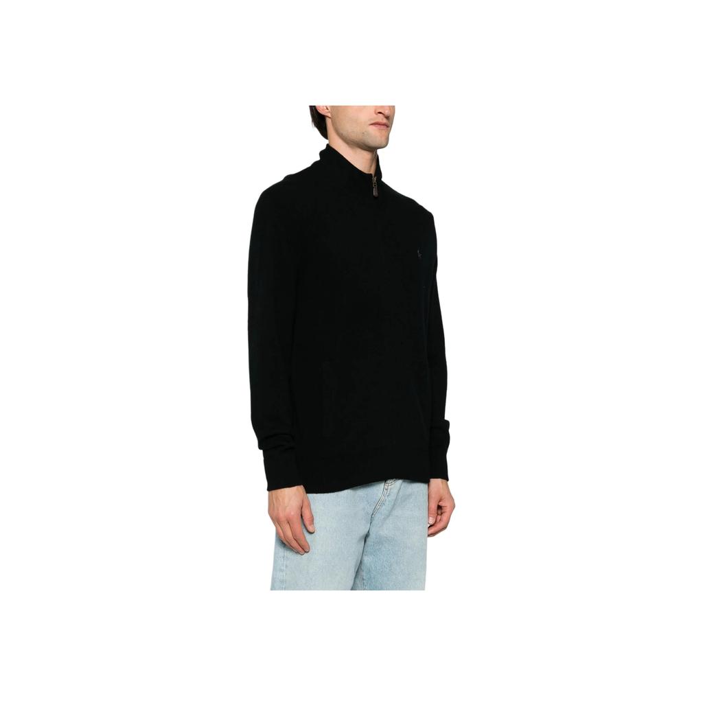Polo Ralph Lauren Logo Wysoki Dekolt Zamek Długi Rękaw Luźna Kurtka Męskie kurtki Czarny 710974149-003