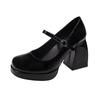 French New Broadband Thick Heel High Heels Women's 2025 Versatile Lolita Outer Wear Platform Small Leather Shoes Light Mouth Single Shoes