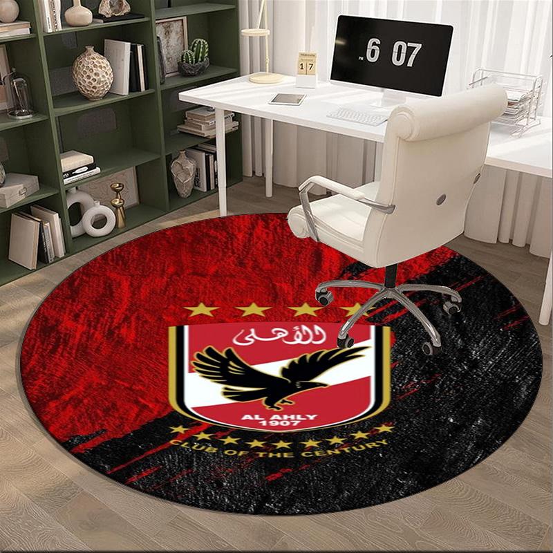 1PC round rug Ahly Football club Printed Round Area Rug ,Rug For Home Office, Round Chair Rug, Decorative Carpet Fan gifts Christmas gift