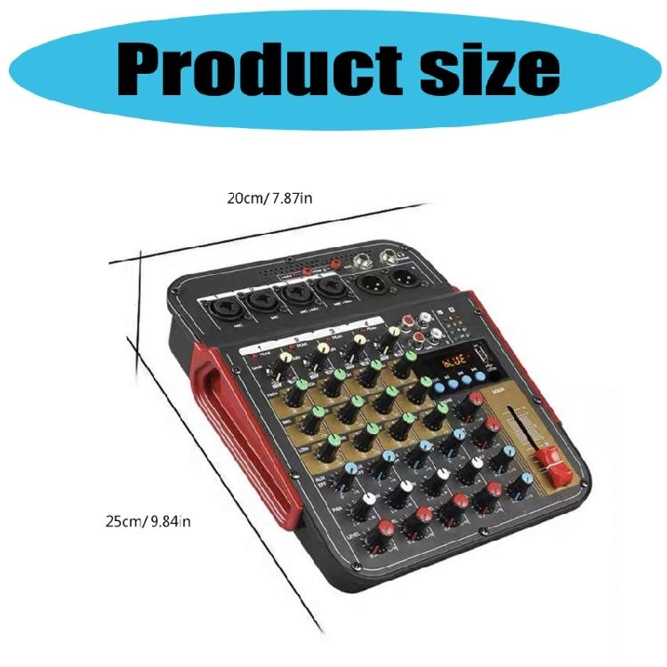 6Channel Audios Mixer USB Mixing Board With Wireless Streaming Audios Effect Basses/Trebles Controls For Podcast Setups