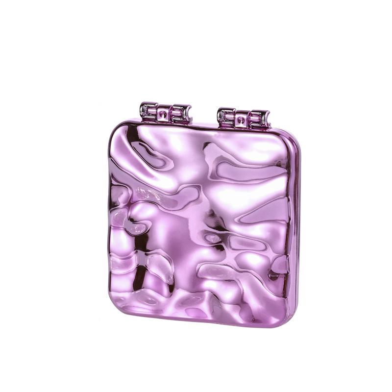 

Foldable Plating Makeup Mirror Mini Square Makeup Vanity Mirror Portable Hand Mirrors Double-Sided Compact Mirror Pocket Mirror фіолетовий