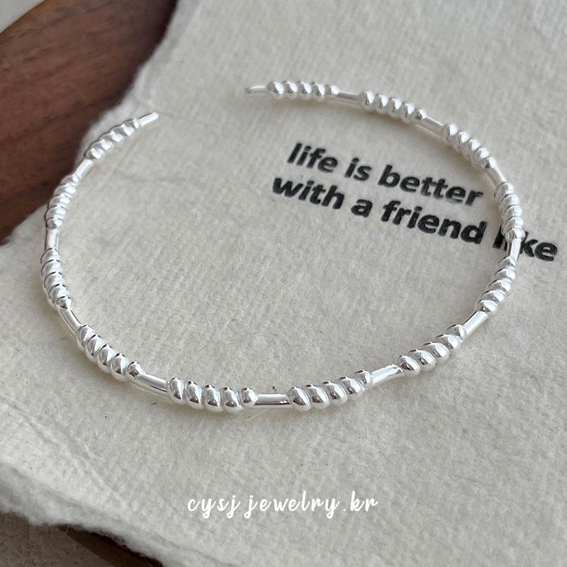 Cui Yan S925 Sterling Silver Korean Twist Bracelet for Women - Simple, Versatile, Open Cuff Design.