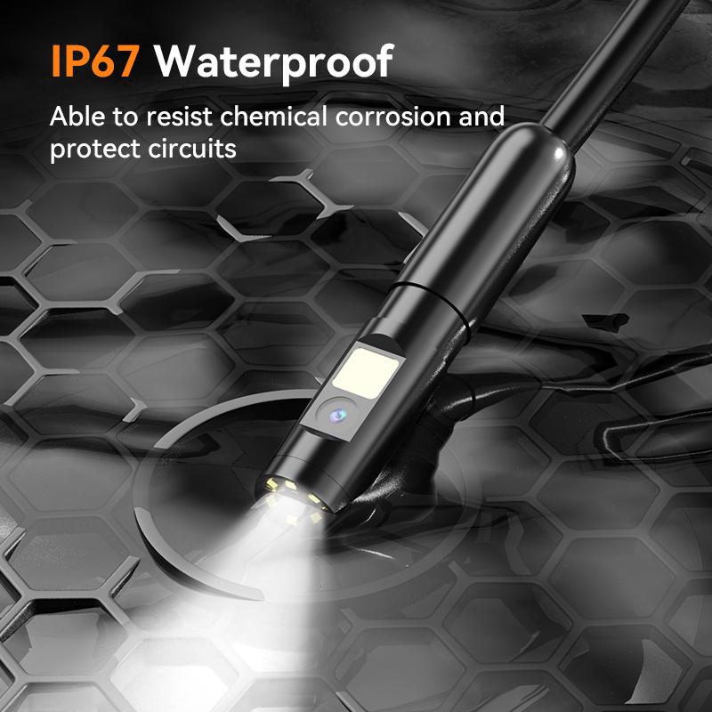5" IPS Big Screen Industrial Endoscope 8mm 1080P HD Dual Lens Endoscope IP67 Waterproof Semi-Rigid Cable Pipe Inspection Camera