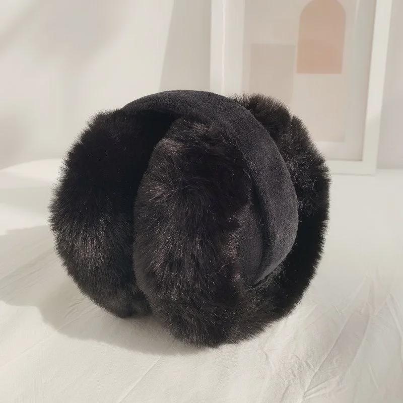 Women's Winter Plush Solid Color White Earmuffs - Extra Thick Imitation Rabbit Fur for Warmth