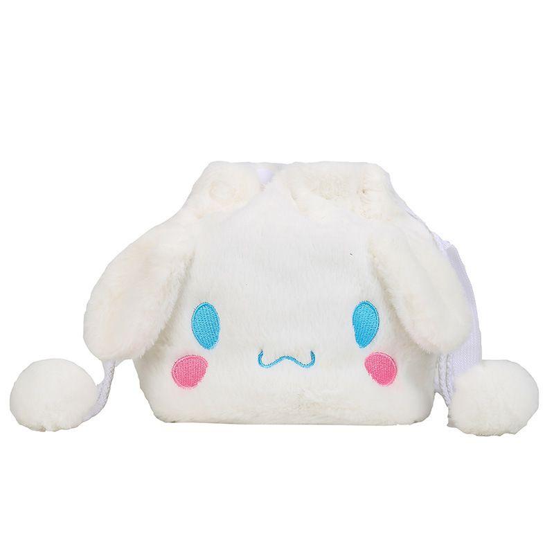 Kuromi Melody Cinnamoroll Cute Plush Drawstring Tote Bag For Girls