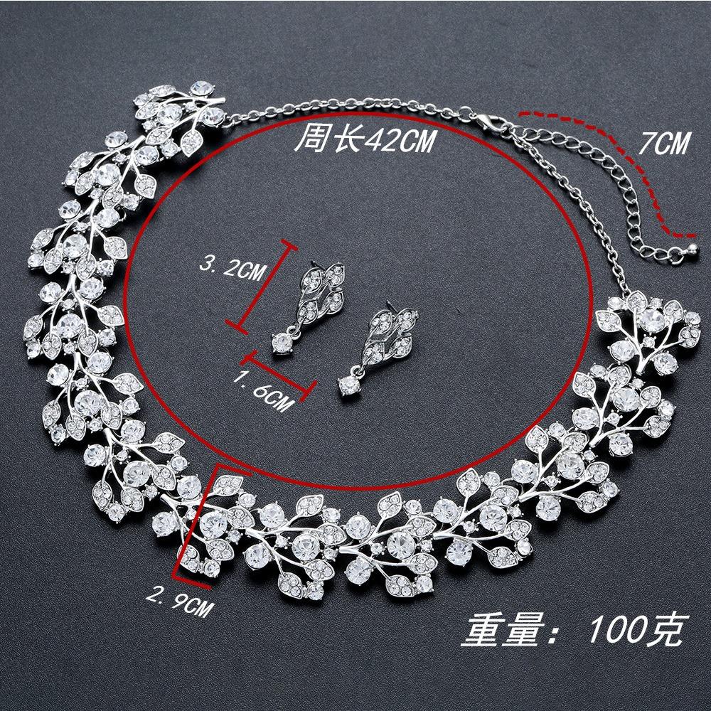 Hot Sale New European and American Wedding Rhinestone Necklace Earrings Two-piece Jewelry Set Stage Accessories