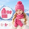 3pcs Keep Warm Knit Hat Scarf Gloves Set With Bow Neck Warmer Soft Kids 3-Piece Kit  1-6Y