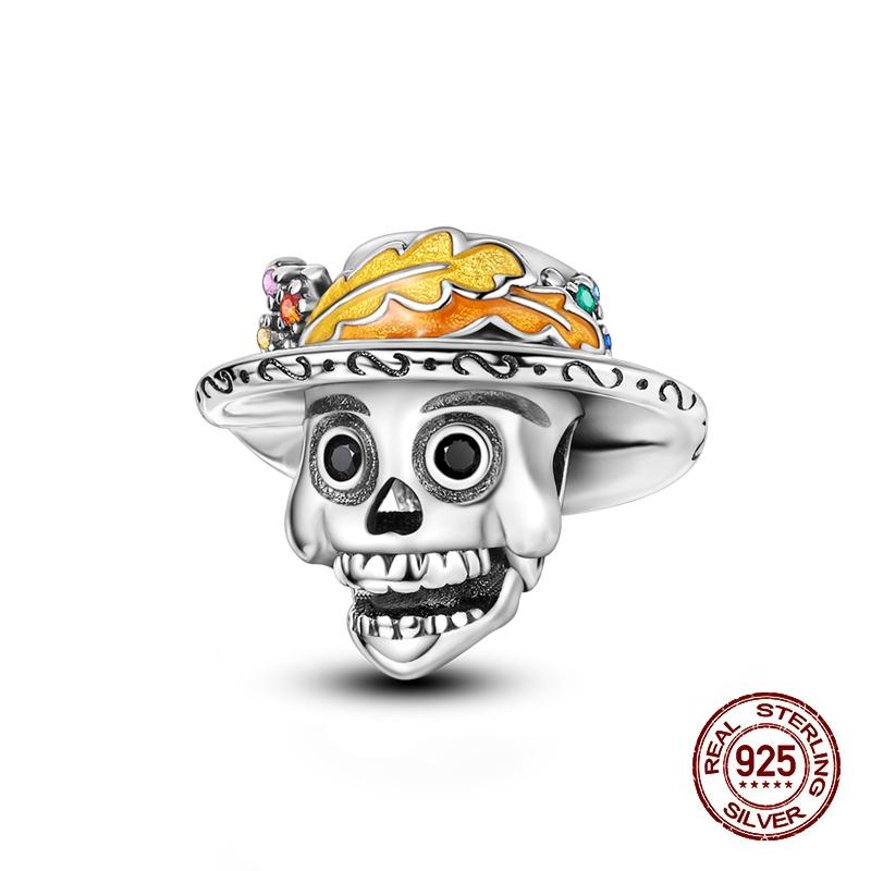 New Halloween 100% Copper Luminous Pumpkin Skull Ghost Charms Fit Pandach Original Bracelet Diy Party Jewelry