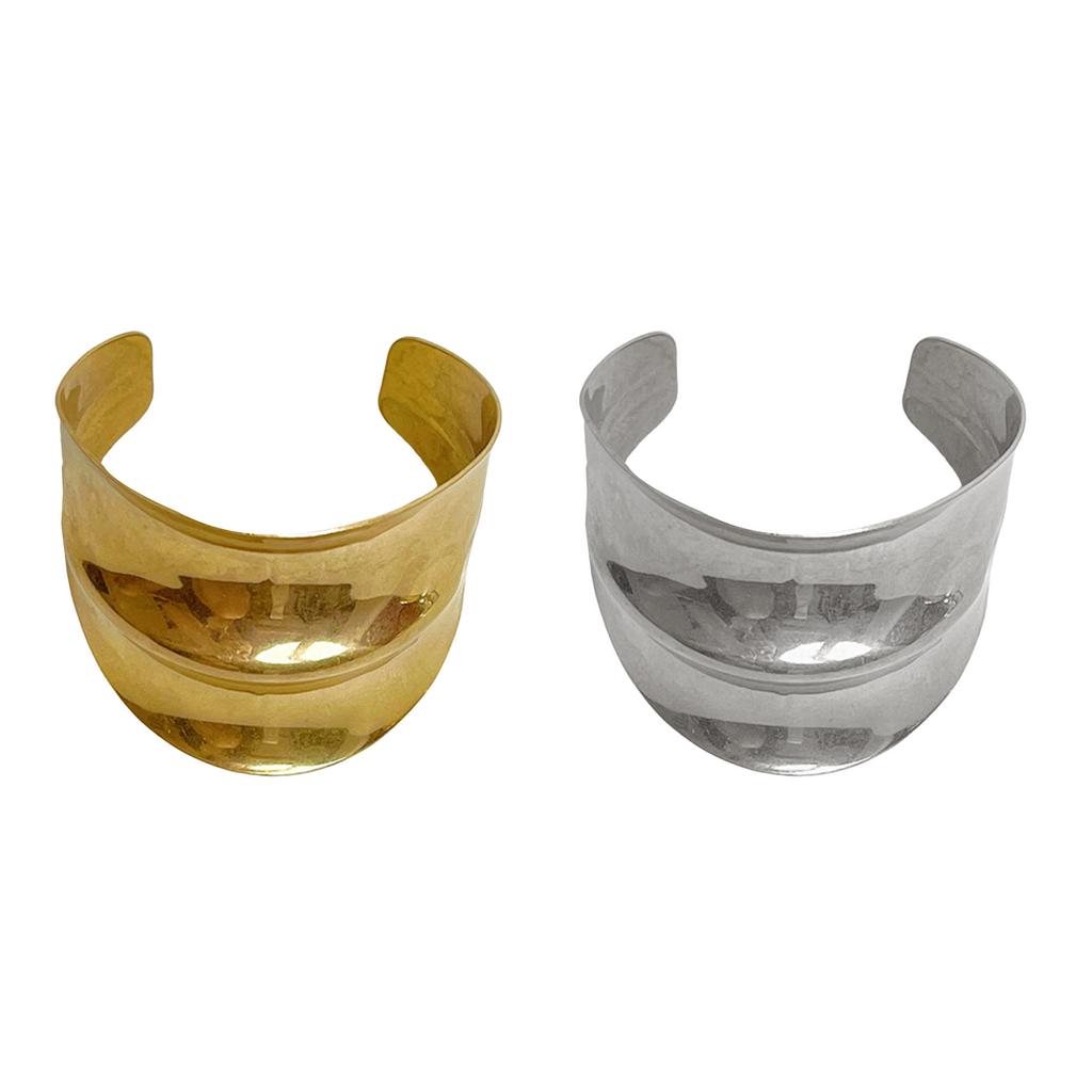 Irregular Geometric Arm Cuff Bracelet Gold Tone Metal Comfortable Wear Jewelry Accessory for Fashionable Women