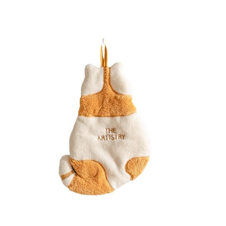 Cute Children's Coral Fleece Cat Hand Towel - Strong Absorption, Thickened Hanging Washcloth for Kitchen