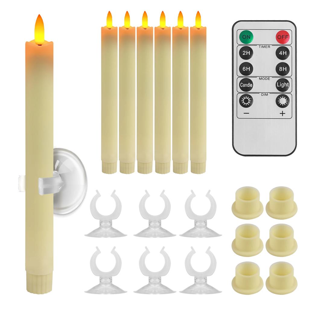 6/12 Buc. Lumânări de Fereastră cu Ventuze Lumânare Electronică LED Pâlpâitoare Sfeșnice de Crăciun Lumânări LED Conice Fără Flacără