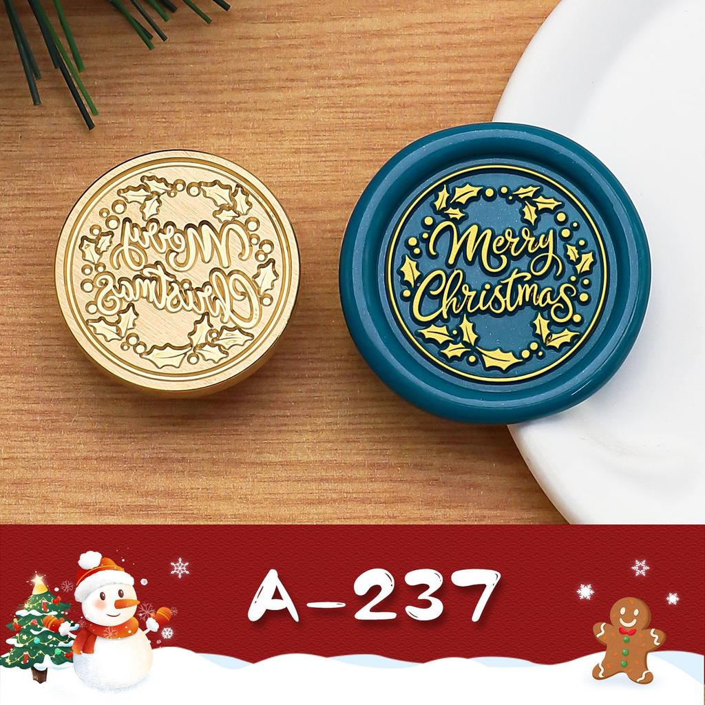 2.5cm Brass Engraved Christmas Wax Seal Stamp Heads for Envelopes & Invitations