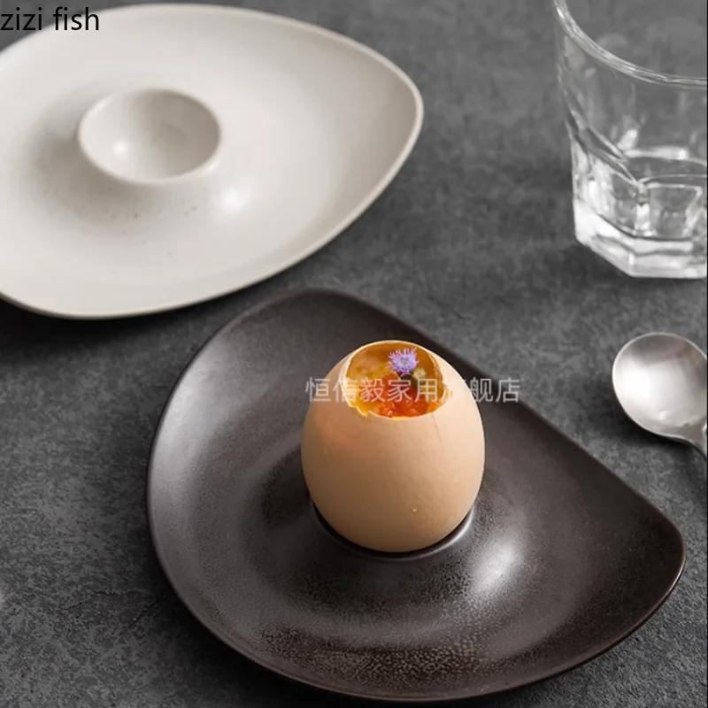Irregular Egg Tray Ceramic Plates Egg Rack Dessert Plate Dim Sum Dish Egg Storage Tray Breakfast Plate Snack Plates Bowl