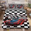 Racing Sports Car Print Bedding Set: Customizable Three-Piece with Pillowcase