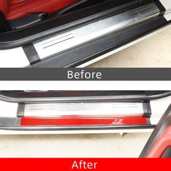 Red Carbon Fiber Door Sill Protector Door Step Plate For Jaguar F-TYPE 2013-
