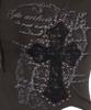 Gillaakaibeu Lace Cross Patched Button Crop T-Shirts_Charcoal