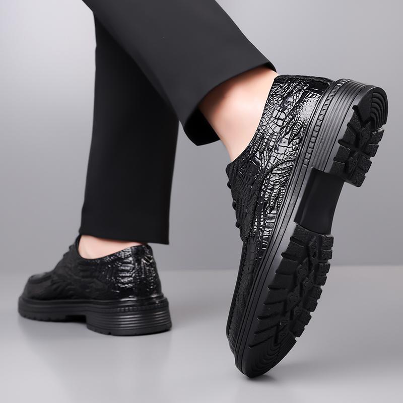 Fashion Brand Men's Top Layer Cowhide Leather Casual Shoes Fashionable Four Season Trendy Mens Oxford Shoes Business Office Formal Shoes