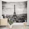 Black And White Eiffel Tower Tapestry Paris European City Landscape France Decor Hangings Tapestry Large Tapestry For Bedroom