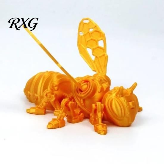 Bee Collectible Toy 3D Printed Cyberpunk Figurine, Movable Joints Mechanical Hornet Ornament, Articulated Wasp Flexible Figure Fidget Toy, Stress