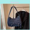 Denim Tote Bag For Women With Zipper Closure And Casual Style For Daily Use