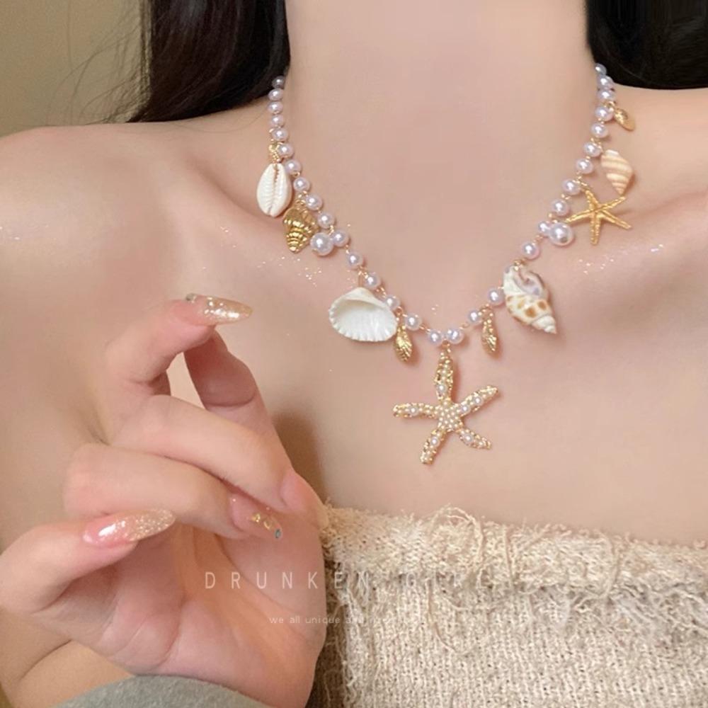 Sea Star Beads Neck Chain Shell Jewelry Accessories New Necklace Summer