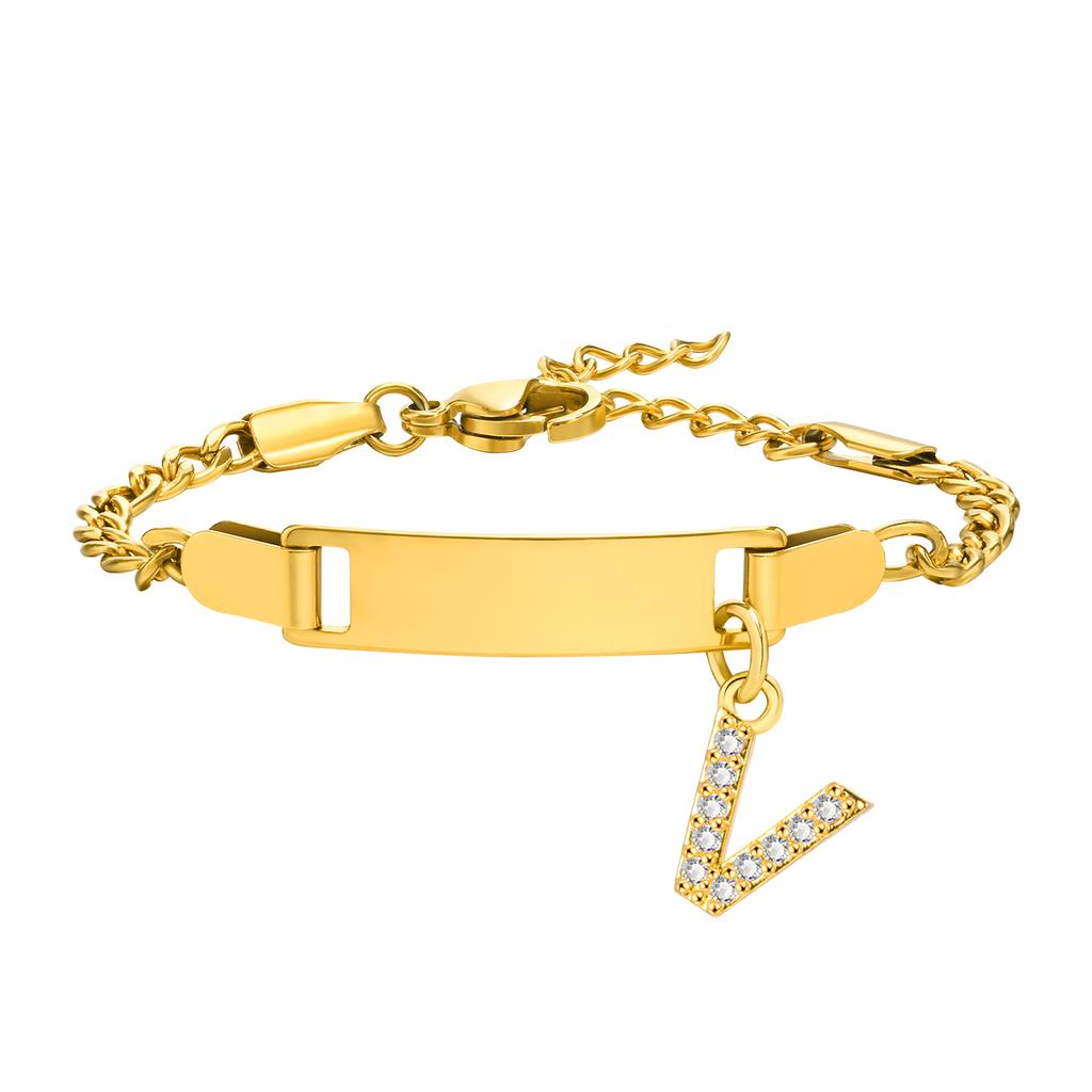 Bracelet Personnalisé au Nom Avec Initiales pour Garçon Fille, Gravure Gratuite Date ID Bracelet de Poignet Cadeau d'Anniversaire