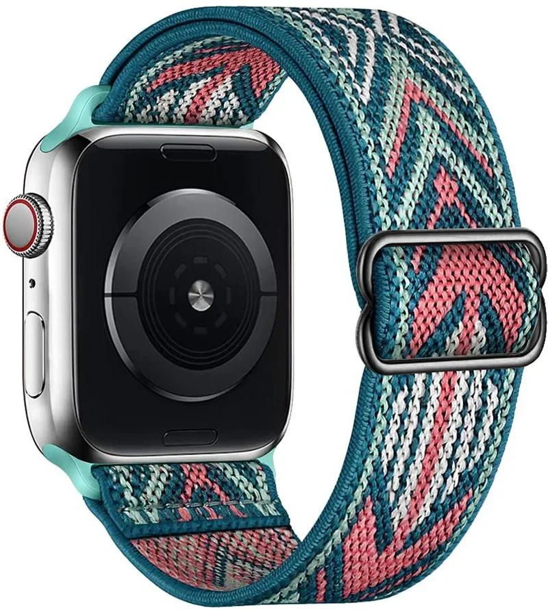 Elastyczny Nylonowy Pasek do Apple Watch ultra 2 49mm Seria 9/8/7 41mm 45mm38/42-40mm/44mm Boho Bransoletka iWatch 6 5 4 3 Se Pasek