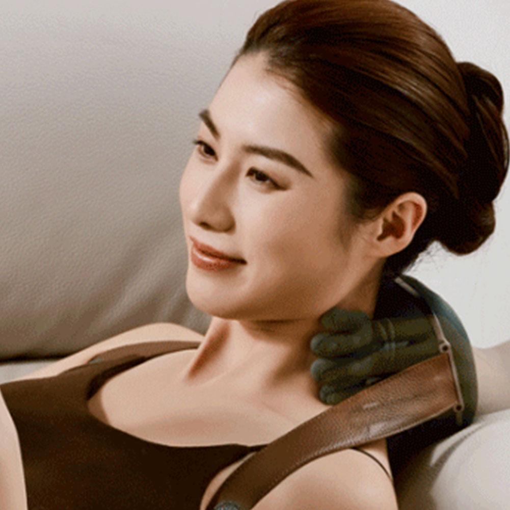 Electric 4D Shiatsu Neck & Back Massager Heated Deep Tissue Kneading Simulated Human Hand Pain Relief Muscle Relax Pillow