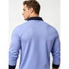 Men's Retro Color Block Long Sleeve Polo – Soft Touch Jersey Shirt with Contrast Cuffs & Vintage Logo – Smart Casual Business Wear