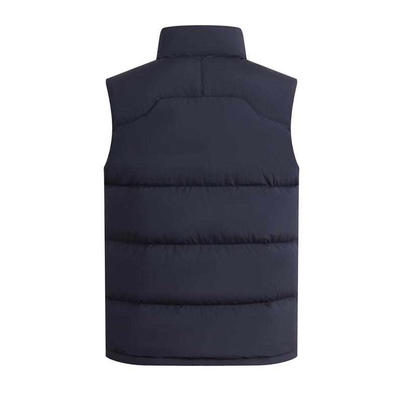 Men's Stand Collar Duck Down Vest with Small Logo - Thick, Warm, Solid Color for Autumn/Winter