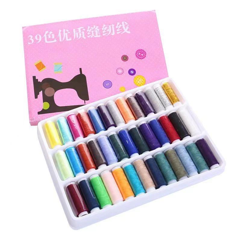 39-Color Polyester Sewing Thread Set 100% Polyester Yarn for Hand Embroidery And Sewing Machine Use Durable Fabric Repair Tool