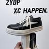 Autumn and Winter American Inverted Triangle Board Shoes Men's Thick-soled Heightening German Training Shoes Tide and Low-top Versatile Casual Leathe