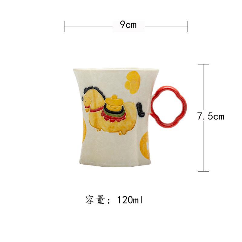 

120ml Hand Painted Horse Get Wealth Teacup Luxury Tea Bowl Sample Tea Cup Tea-tasting Personal Cup Chazhan Master Cups Cha Craft As Your Choose