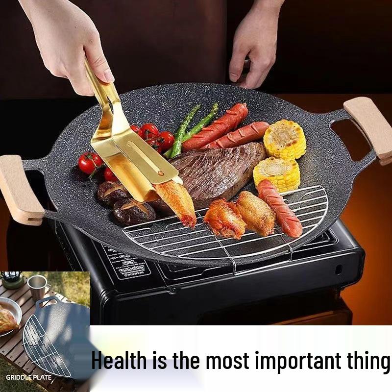 Portable Induction-Ready Korean BBQ and Camping Griddle Pan