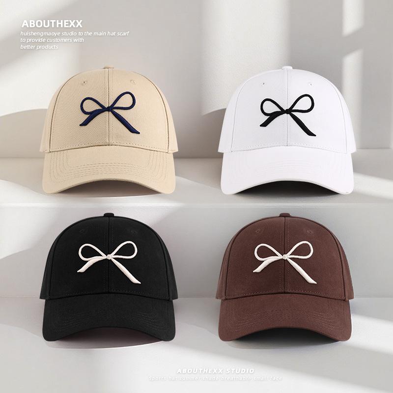 Korean Style Bow Hard Top Hat for Women Fashionable and Versatile Baseball Cap Outdoor Leisure  Face Showing Small Peaked Hat  Trendy