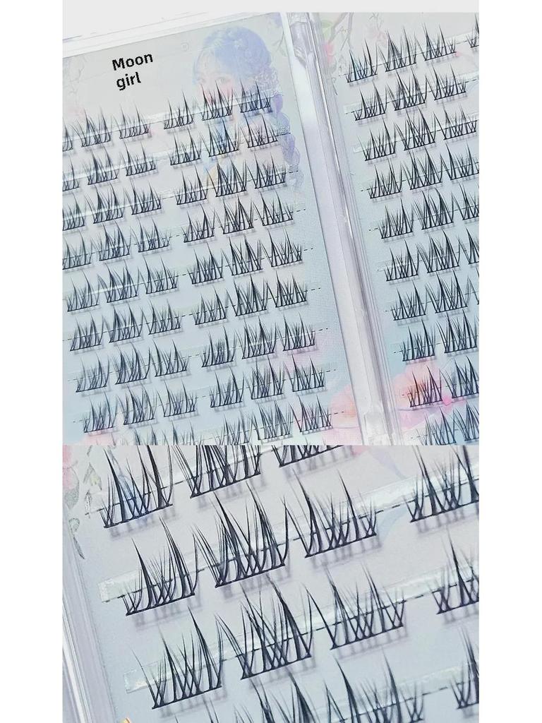 Yue Jiao Niang Sunflower Double-Pointed Natural-Look False Eyelashes - Black Stem, Segmented Design, Photogenic Finish