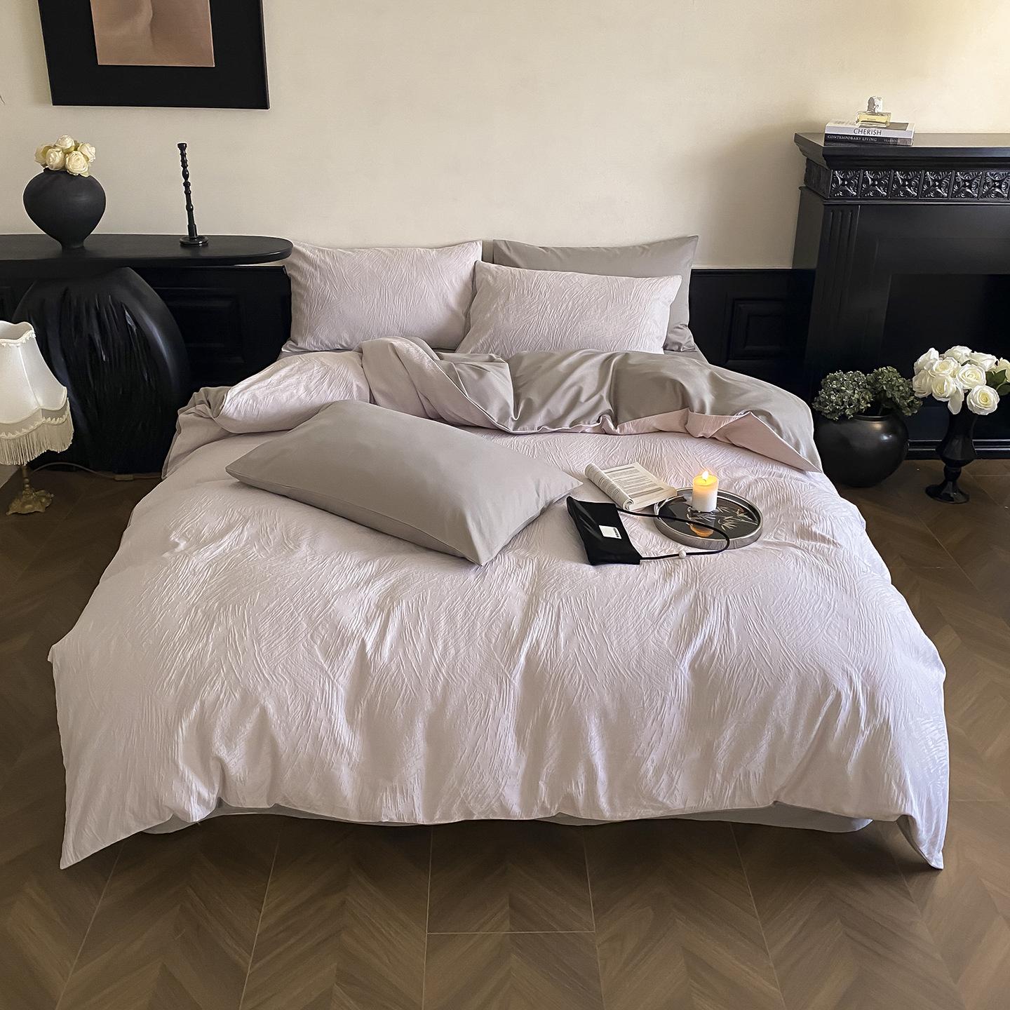Luxury Jacquard Long-Staple Cotton Four-Piece Bedding Set 1.2m Bed Sheet 3-piece Set