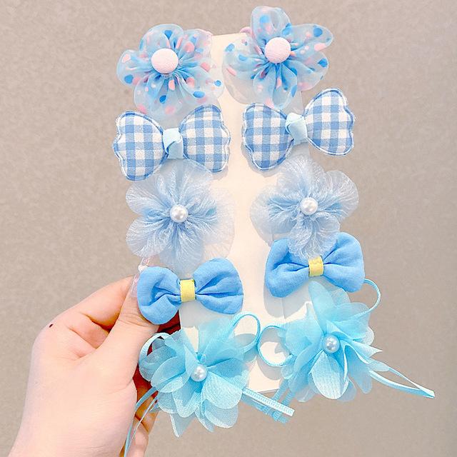 10PCS Children's Hairpin Princess Little Girl Sweet Cute Mesh Broken Hair Clip Cute Baby Does Not Hurt Hair Headdress Suit