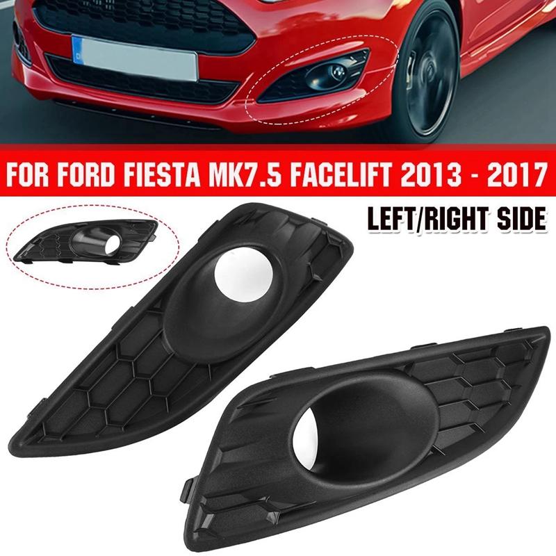 1 Pair Front Bumper Lower Honeycomb Lamp Surround Grille Fog Light Trim Cover for Ford Fiesta Mk7 Facelift 2013-2017