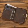New Retro Leather Short Wallet with Zipper Change Bag Snap Button Wallet Crazy Horse Leather 20% Off Multi-card Wallet