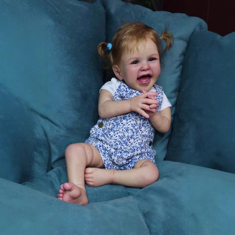 

Куклы-реборн Happy Smile, мягкое тканевое тело, 24 дюйма, 60 см, имитация куклы-девочки с имплантированными волосами, симпатичные реалистичные игрушки для детей, подарки на день рождения 60cm cloth body