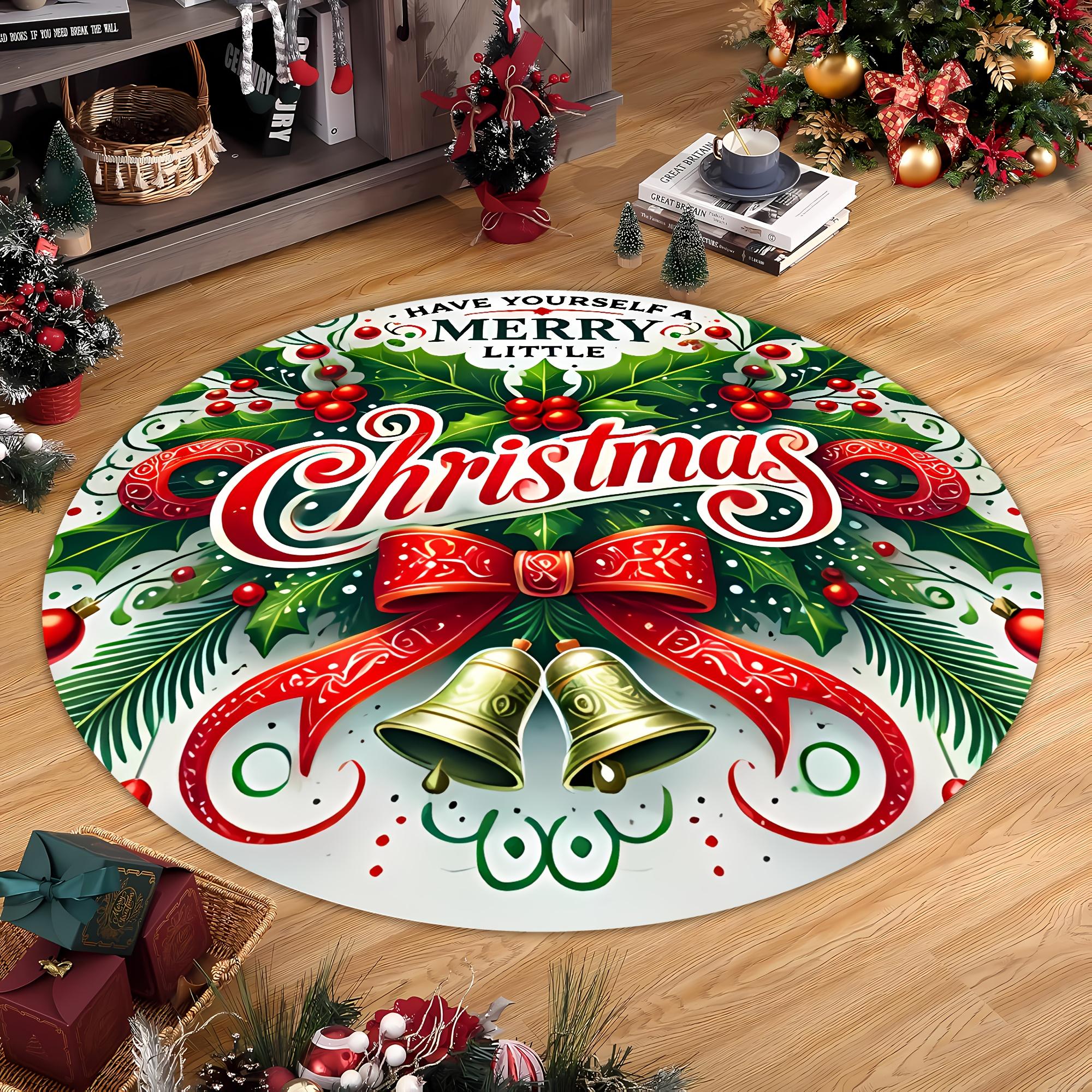 

Christmas Holly Berry Round Rug, Indoor Outdoor Mat for Living Room, Bathroom, Bedroom, Dorm Kitchen Decor, Xmas Gift Diameter 60cm
