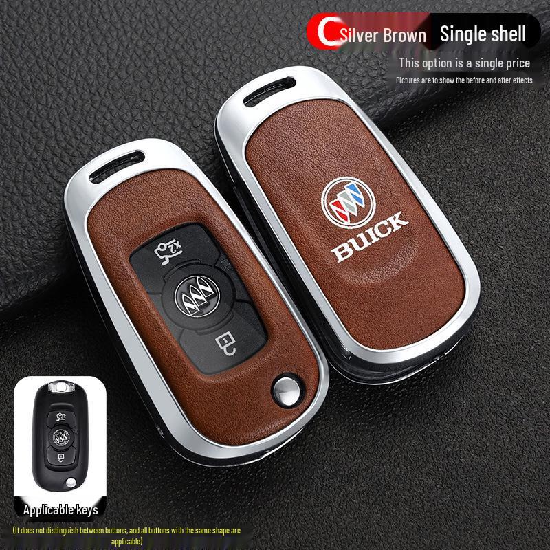 Leather Metal Car Key Cover for 16-17 Buick Verano GS Sedan/Hatchback