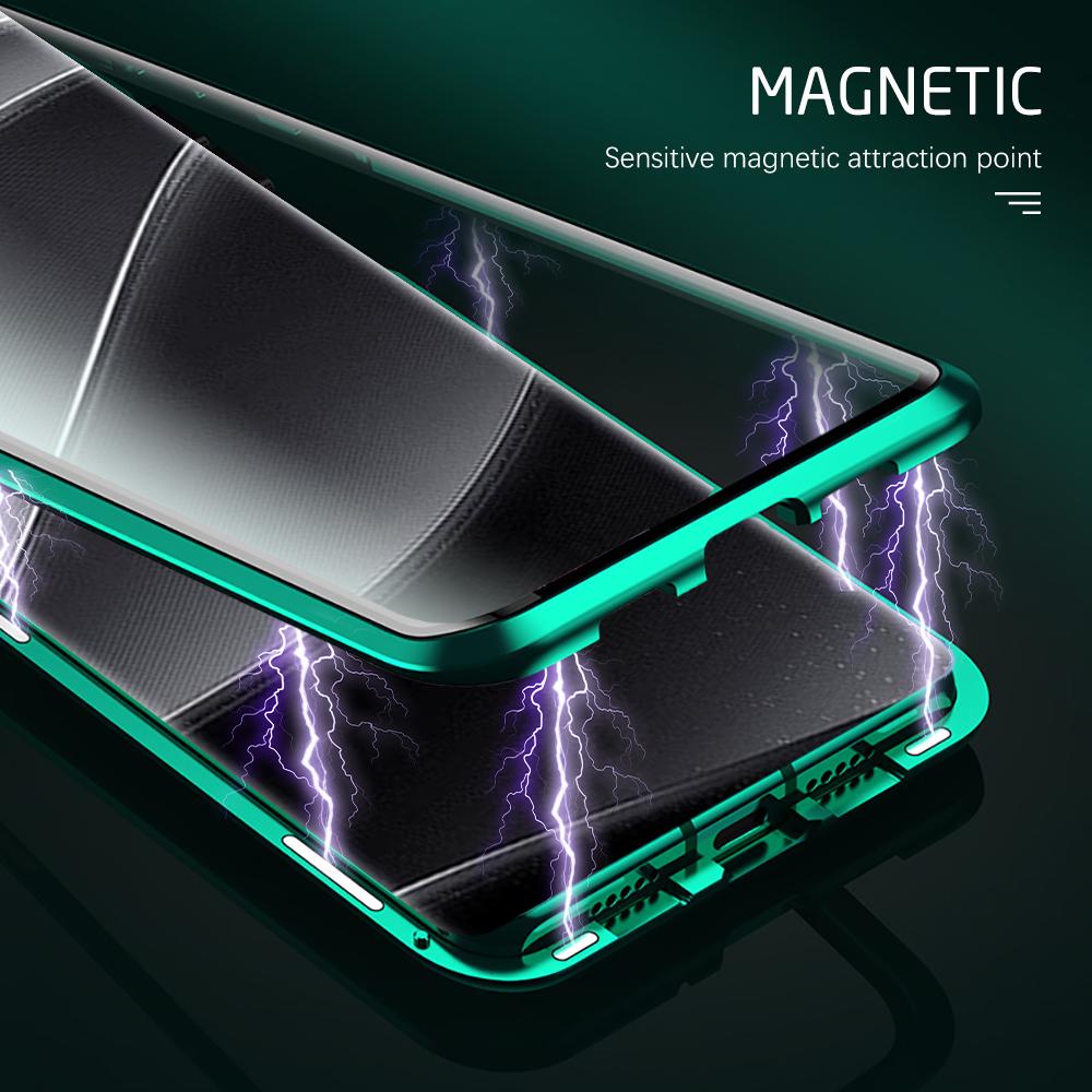 Dwustronne przezroczyste szkło hartowane magnetyczne etui z klapką do Redmi Note 15 Pro Plus 14 Pro Poco M8 Pro Metalowa rama odporna na wstrząsy osłona