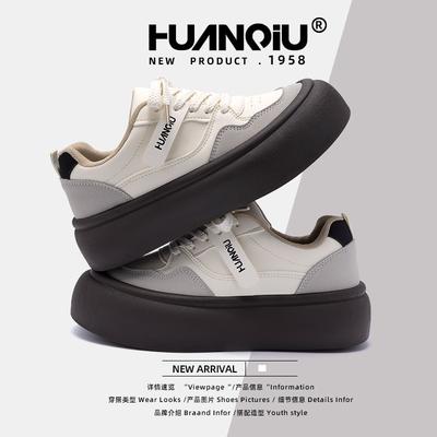 Sapatos femininos globais plataforma sapatos de tabuleiro com aumento de altura sapatos femininos ZHQ5882 primavera novos sapatos femininos bico redondo versátil retrô sapatilhas brancas pequenas