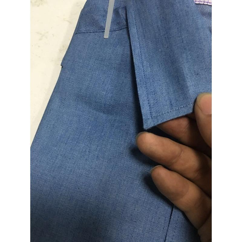 Spring Autumn Hot Men's Casual Shirt Pocket Splicing Cotton Slim Fit Long Sleeved Shirt Cowboy Shirt Men